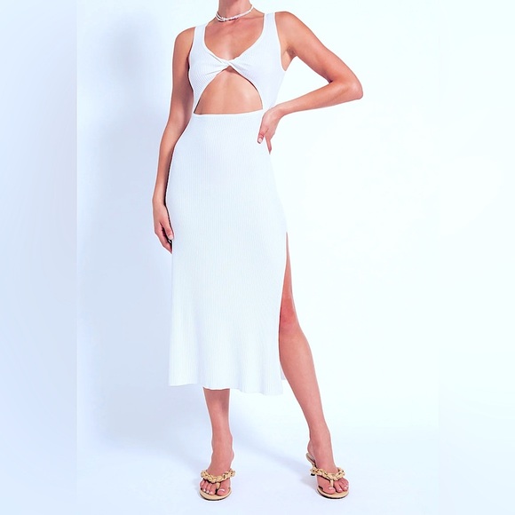 NWT - DEVON WINDSOR White Cutout Ribbed Midi Dress - Picture 3 of 10